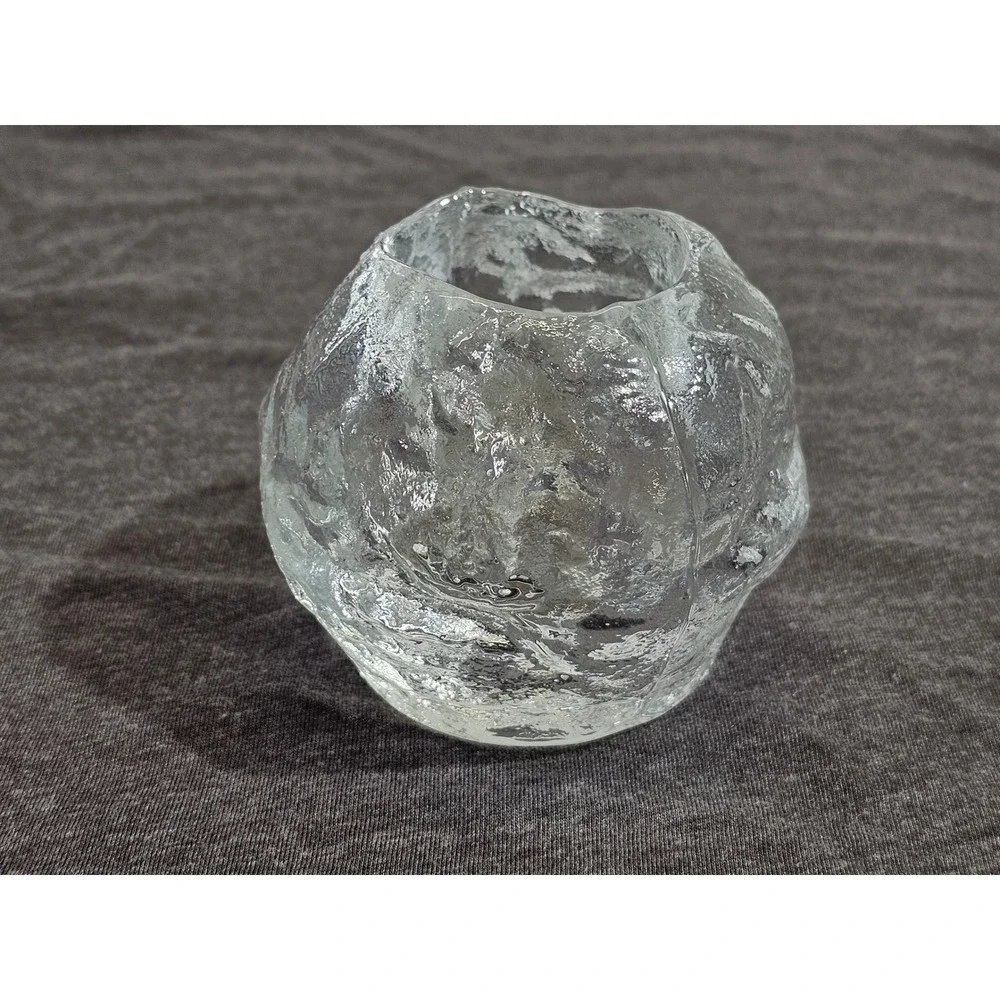 Kosta Boda Snowball Crystal Votive Candle Holder Ann Wolff Swedish Art Glass 3in